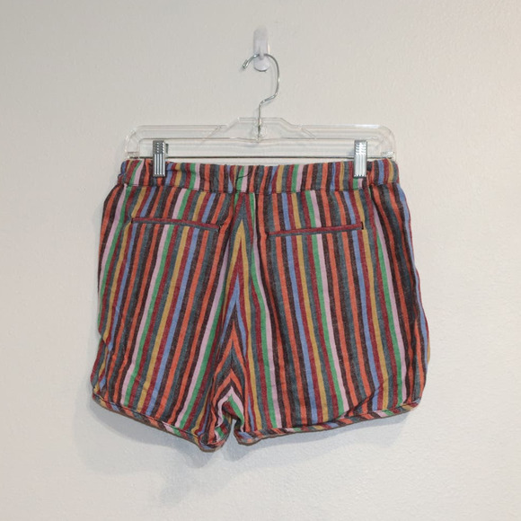 Madewell Rainbow Multicolored Striped Linen Blend Pull On Shorts Sz XXS - Picture 10 of 13